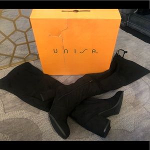 Brand New - Over the Knee Black Suede Boots 7 Wide